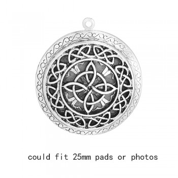 1pc Round Antique Memory Photo Perfume DIY Jewelry Vintage Pendant Locket Aromatherapy Essential Oil Diffuser Necklace Locket