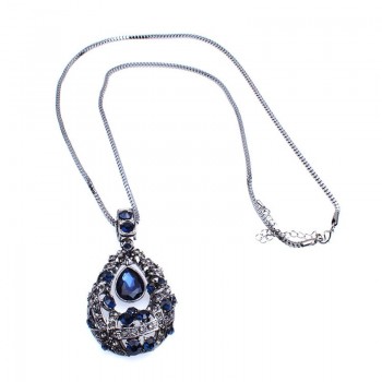Famp;U Vintage Crystal Waterdrop Pendant Long Necklace  Female Winter Sweater Chain All-match Accessories Fine For Woman