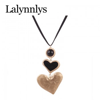 Lalynnlys ZA Fashion Punk Necklace Vintage Statement Heart Pendant Necklaces For Women Jewelry Christmas Gifts Hot Sale N68011