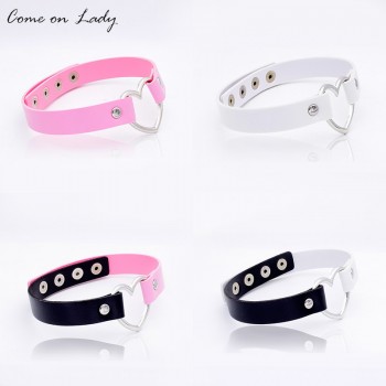 Hot Punk Harajuku Collar Choker Necklace Heart PU Leather Choker Punk Goth 100% Handmade Neck Jewelry