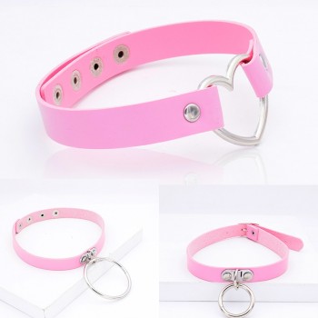 Hot Punk Harajuku Collar Choker Necklace Heart PU Leather Choker Punk Goth 100% Handmade Neck Jewelry