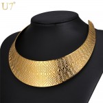 U7 Stainless Steel Collier Women Statement Necklace Collar Jewelry  Gold Color African Chunky Choker Necklace Wholesale N555