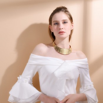 U7 Stainless Steel Collier Women Statement Necklace Collar Jewelry  Gold Color African Chunky Choker Necklace Wholesale N555