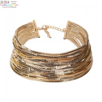 JUJIA Luxury metal chain choker Maxi Statement Necklace 2019 Multilayer Wedding chokers Collier Fashion jewelry