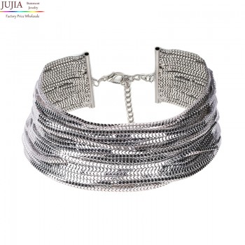 JUJIA Luxury metal chain choker Maxi Statement Necklace 2019 Multilayer Wedding chokers Collier Fashion jewelry