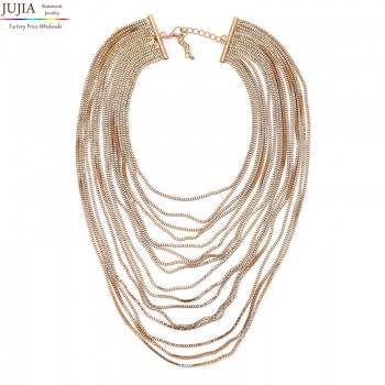 JUJIA Luxury metal chain choker Maxi Statement Necklace 2019 Multilayer Wedding chokers Collier Fashion jewelry