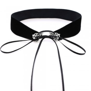 Neo Gothic Hippie Simple Black Deep Navy Blue Wine Red Orange Velvet Fabric Ban Tie Closure Adjustable Choker Necklaces Women