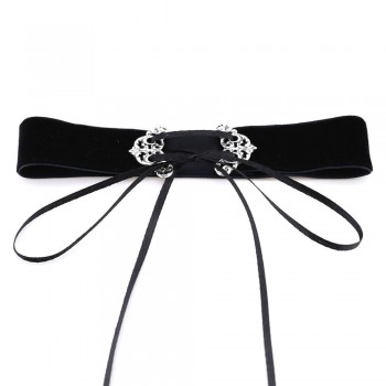 Neo Gothic Hippie Simple Black Deep Navy Blue Wine Red Orange Velvet Fabric Ban Tie Closure Adjustable Choker Necklaces Women