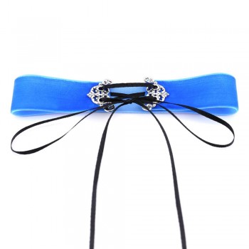 Neo Gothic Hippie Simple Black Deep Navy Blue Wine Red Orange Velvet Fabric Ban Tie Closure Adjustable Choker Necklaces Women