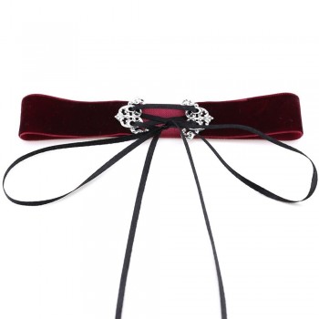 Neo Gothic Hippie Simple Black Deep Navy Blue Wine Red Orange Velvet Fabric Ban Tie Closure Adjustable Choker Necklaces Women