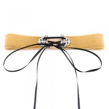 Neo Gothic Hippie Simple Black Deep Navy Blue Wine Red Orange Velvet Fabric Ban Tie Closure Adjustable Choker Necklaces Women