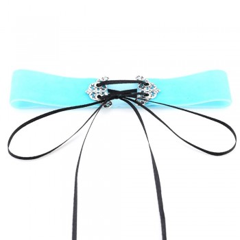 Neo Gothic Hippie Simple Black Deep Navy Blue Wine Red Orange Velvet Fabric Ban Tie Closure Adjustable Choker Necklaces Women