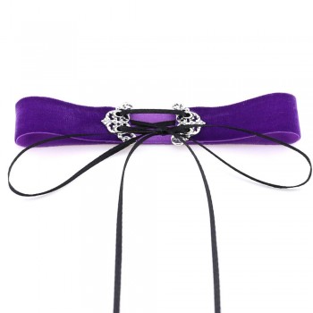 Neo Gothic Hippie Simple Black Deep Navy Blue Wine Red Orange Velvet Fabric Ban Tie Closure Adjustable Choker Necklaces Women