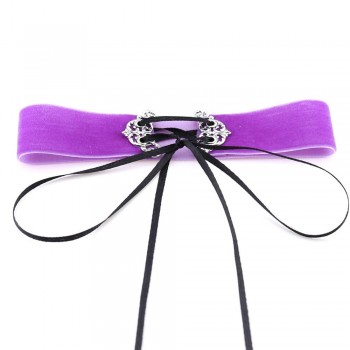 Neo Gothic Hippie Simple Black Deep Navy Blue Wine Red Orange Velvet Fabric Ban Tie Closure Adjustable Choker Necklaces Women
