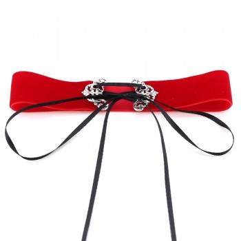 Neo Gothic Hippie Simple Black Deep Navy Blue Wine Red Orange Velvet Fabric Ban Tie Closure Adjustable Choker Necklaces Women