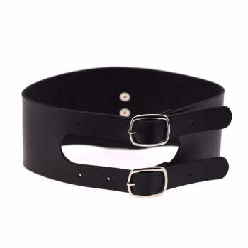 Punk Goth Leather Bondage Collar O Round Choker Necklace BDSM Slave Collar