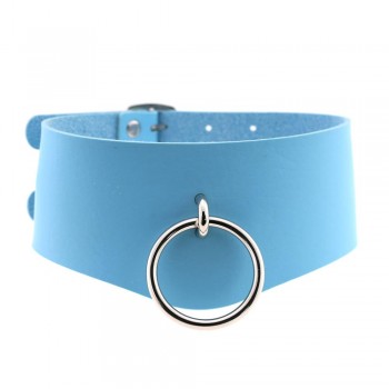 Punk Goth Leather Bondage Collar O Round Choker Necklace BDSM Slave Collar