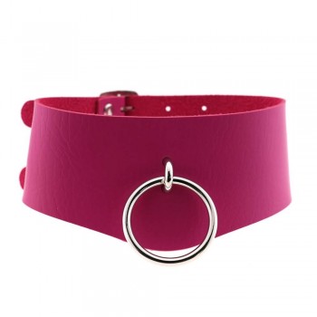 Punk Goth Leather Bondage Collar O Round Choker Necklace BDSM Slave Collar