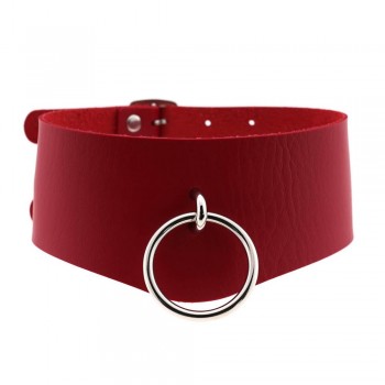 Punk Goth Leather Bondage Collar O Round Choker Necklace BDSM Slave Collar