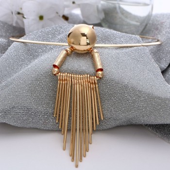 Gold Color Torques Necklace For Women Round Circle Metal Chain Big Tassel Pendants Jewelry Charm Choker Statement Accessories