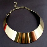KUNIU Europe Street Women Fashion Gold Wide Necklace Simple Other Metal Gold Collar Necklace