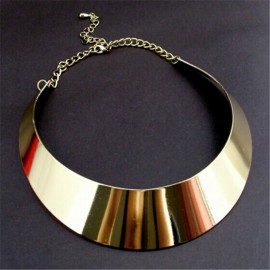 KUNIU Europe Street Women Fashion Gold Wide Necklace Simple Other Metal Gold Collar Necklace
