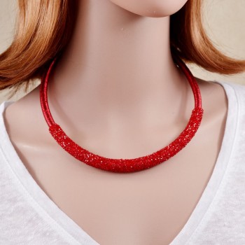 New Design Collar Choker Necklace Coiled Rope Chain Decorated Full Rhinestones Necklace Collar Torques