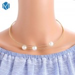 MISM Layered Necklace Simulated Pearl Torques Gold Silver Color Chokers Necklaces For Women Charm Pendant Jewelry Accessories