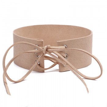 YYW Hot Sale Punk Gothic Velvet Imitation Colors Leather Choker Necklace Sexy Wrap Tie Up Lace Up Chokers Lady Necklace Jewelry