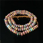 TSB0003 Nepal handmade Acient Glass Colorful Rainbow Disk Beads Strand 8-9mm Tibet Colorful Glass Beaded Necklace
