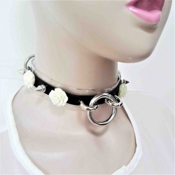 New Fashion Sexy Harajuku Leather Punk Choker Necklace Flower O-Round Rivets Collar handmade goth torque hot rock