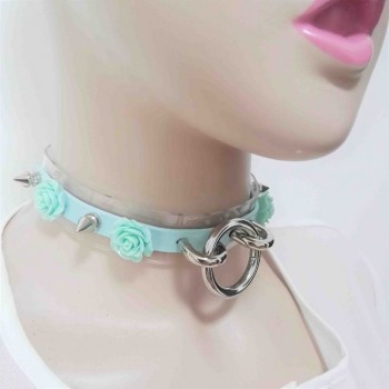 New Fashion Sexy Harajuku Leather Punk Choker Necklace Flower O-Round Rivets Collar handmade goth torque hot rock