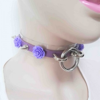New Fashion Sexy Harajuku Leather Punk Choker Necklace Flower O-Round Rivets Collar handmade goth torque hot rock