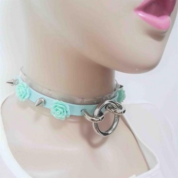 New Fashion Sexy Harajuku Leather Punk Choker Necklace Flower O-Round Rivets Collar handmade goth torque hot rock