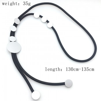 EMPRESS  Simple Retro Charm Small Dots Aluminum Chain Foam Long Necklace Cardigan Collar Leather Women Jewelry Gifts