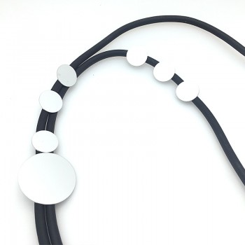 EMPRESS  Simple Retro Charm Small Dots Aluminum Chain Foam Long Necklace Cardigan Collar Leather Women Jewelry Gifts
