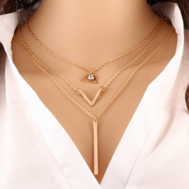 Multi-layered Necklace Metal Pendant Necklace Fashion Crystal Sequins Necklace Femininity Trend Of  Clavicle Chain Jewelry
