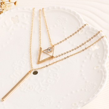 Multi-layered Necklace Metal Pendant Necklace Fashion Crystal Sequins Necklace Femininity Trend Of  Clavicle Chain Jewelry