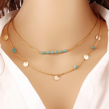 Multi-layered Necklace Metal Pendant Necklace Fashion Crystal Sequins Necklace Femininity Trend Of  Clavicle Chain Jewelry