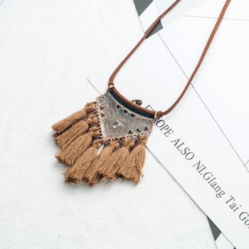 Long Leather Chain Vintage Boho Ethnic Tassel Pendant Necklace For Women Winter Sweater Chain Jewelry Accessories Sales Item