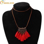 Vintage Gold Tassels Chain Pendant Necklace Fashion Romantic Red White Pink Sweater Chain Necklace For Woman Jewelry