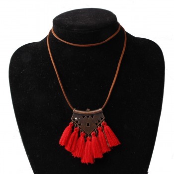 Vintage Gold Tassels Chain Pendant Necklace Fashion Romantic Red White Pink Sweater Chain Necklace For Woman Jewelry