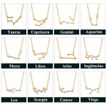 Star Zodiac Sign 12 Constellation Guardian Necklace Crystal Gold Silver Chain Clavicle Choker Necklace Valentines Day Gift