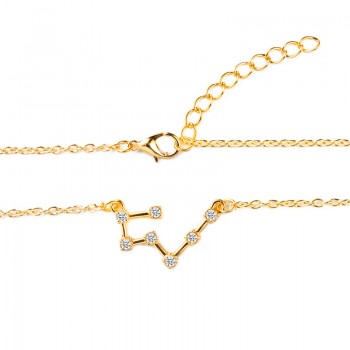 Star Zodiac Sign 12 Constellation Guardian Necklace Crystal Gold Silver Chain Clavicle Choker Necklace Valentines Day Gift