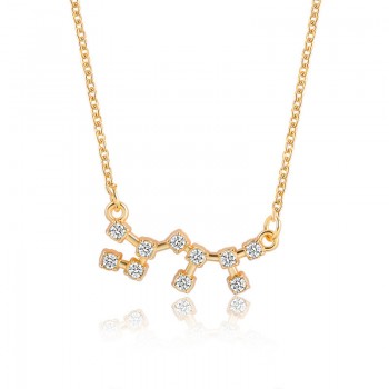 Star Zodiac Sign 12 Constellation Guardian Necklace Crystal Gold Silver Chain Clavicle Choker Necklace Valentines Day Gift