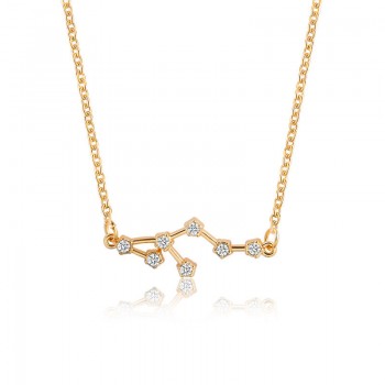Star Zodiac Sign 12 Constellation Guardian Necklace Crystal Gold Silver Chain Clavicle Choker Necklace Valentines Day Gift