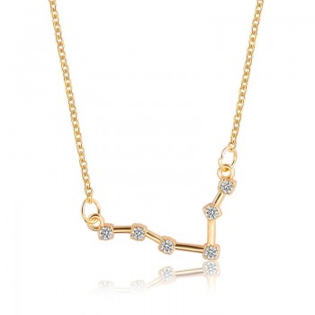 Star Zodiac Sign 12 Constellation Guardian Necklace Crystal Gold Silver Chain Clavicle Choker Necklace Valentines Day Gift