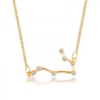 Star Zodiac Sign 12 Constellation Guardian Necklace Crystal Gold Silver Chain Clavicle Choker Necklace Valentines Day Gift