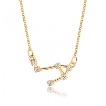 Star Zodiac Sign 12 Constellation Guardian Necklace Crystal Gold Silver Chain Clavicle Choker Necklace Valentines Day Gift