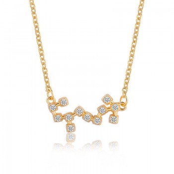 Star Zodiac Sign 12 Constellation Guardian Necklace Crystal Gold Silver Chain Clavicle Choker Necklace Valentines Day Gift